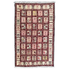 Bobyrug’s Very Beautiful Silk Verneh Soumak Embroidered Flat Rug