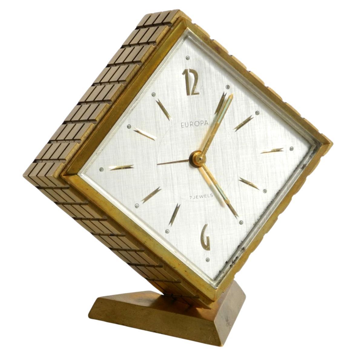 Very beautiful small 1960s mechanical brass alarm clock table clock from Europa For Sale