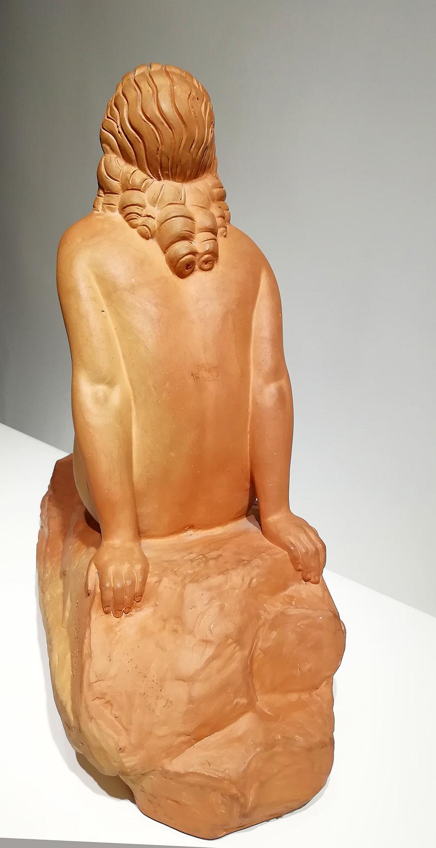 Very Beautiful Terracotta Sculpture Entitled “Dreaming” Signed D.H CHIPARUS In Good Condition For Sale In Beirut, LB