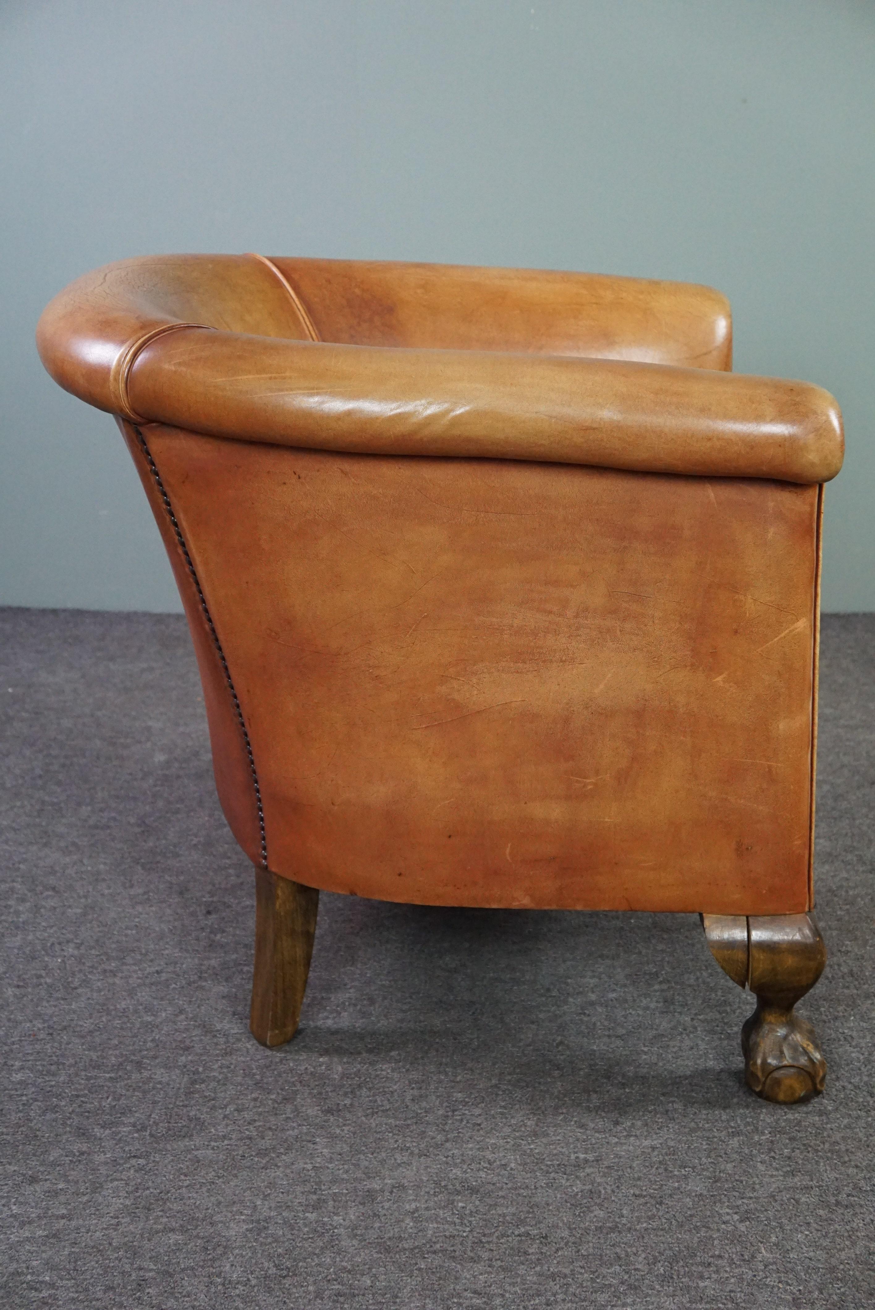 European Very beautiful, uncommon cowhide club chair For Sale