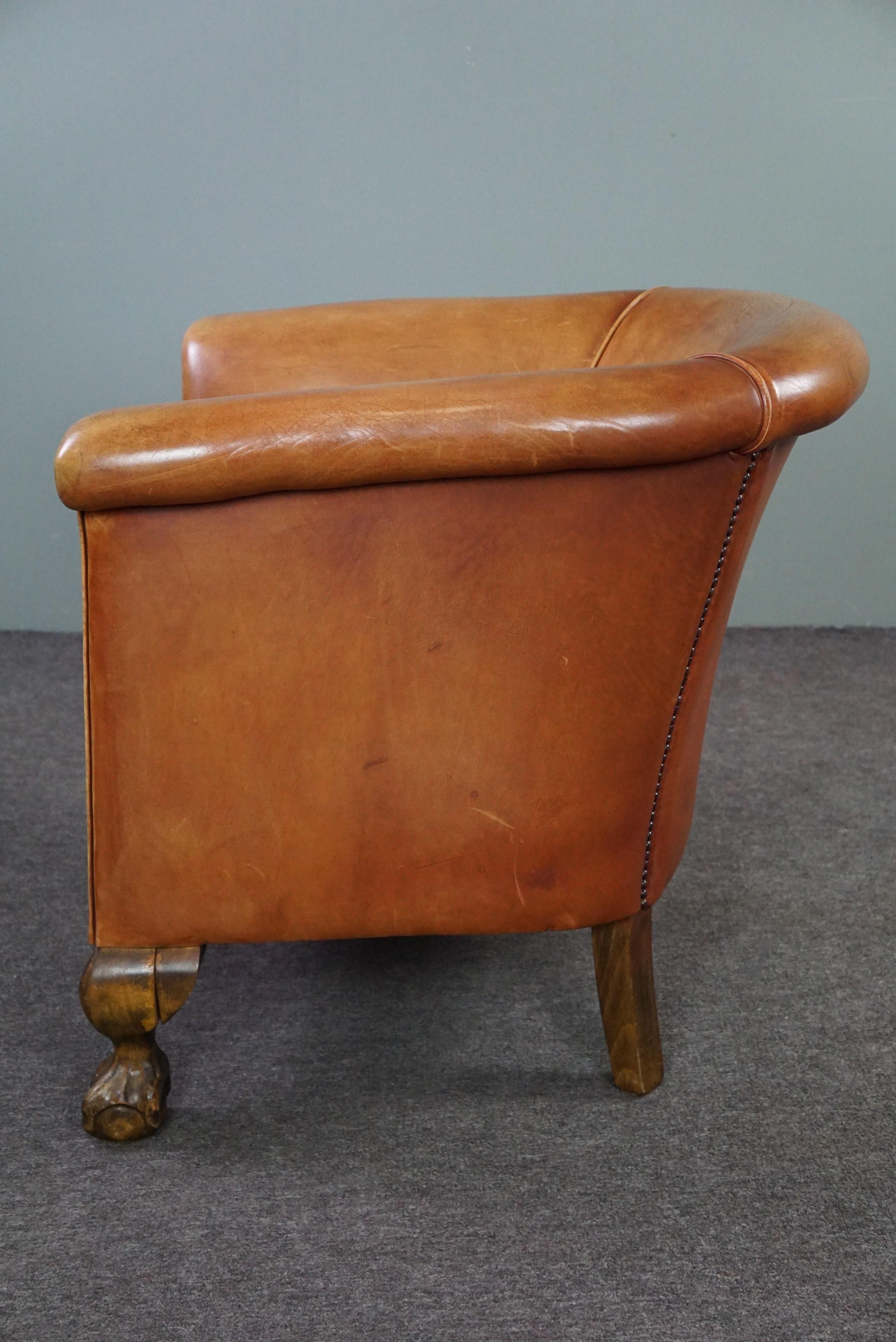 Very beautiful, uncommon cowhide club chair In Good Condition For Sale In Harderwijk, NL