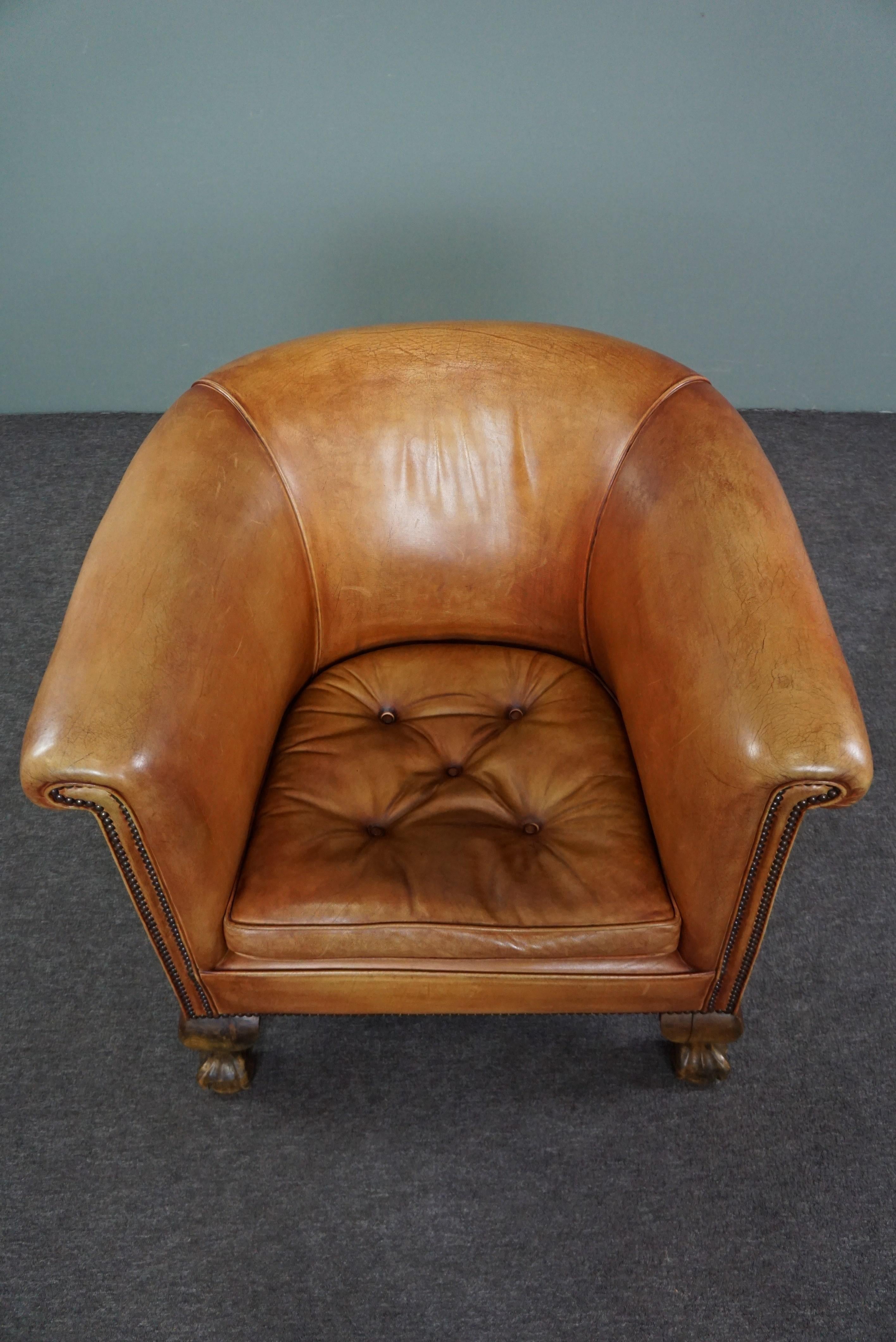20th Century Very beautiful, uncommon cowhide club chair For Sale