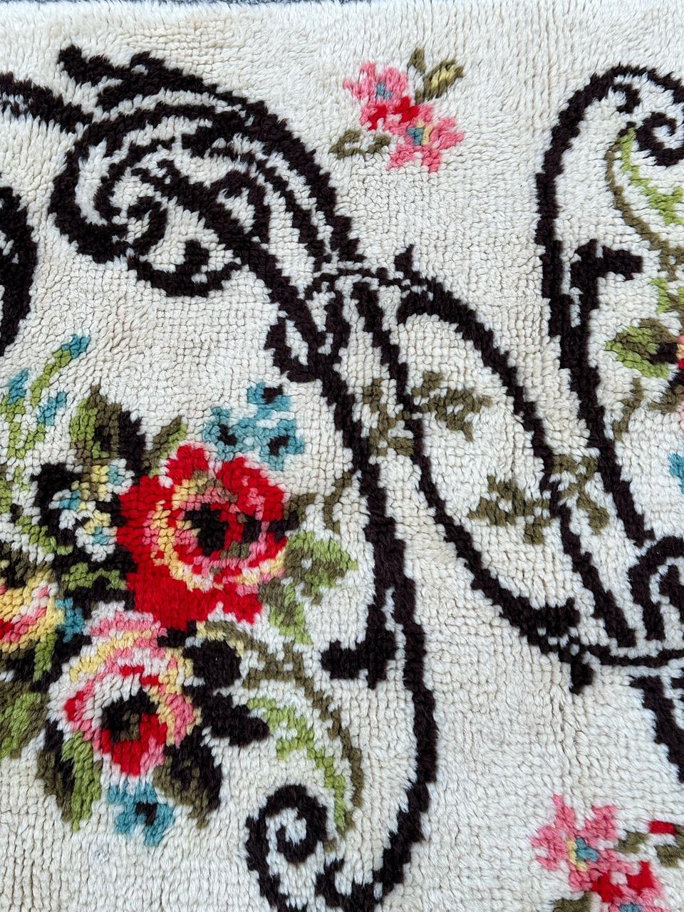 Wool Bobyrug’s Very beautiful vintage French Cogolin rug For Sale