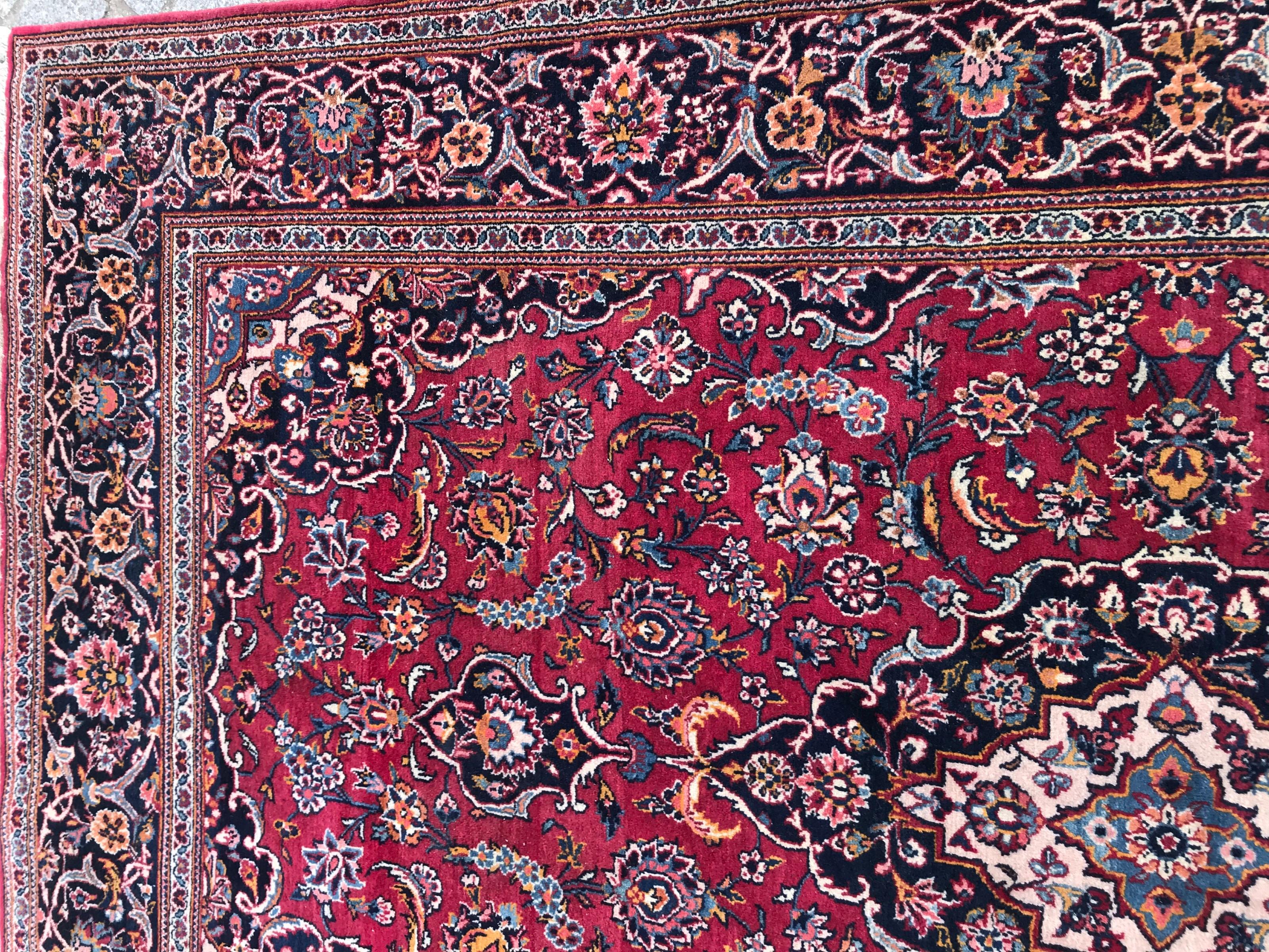Hand-Knotted Very Beautiful Vintage Kashan Rug