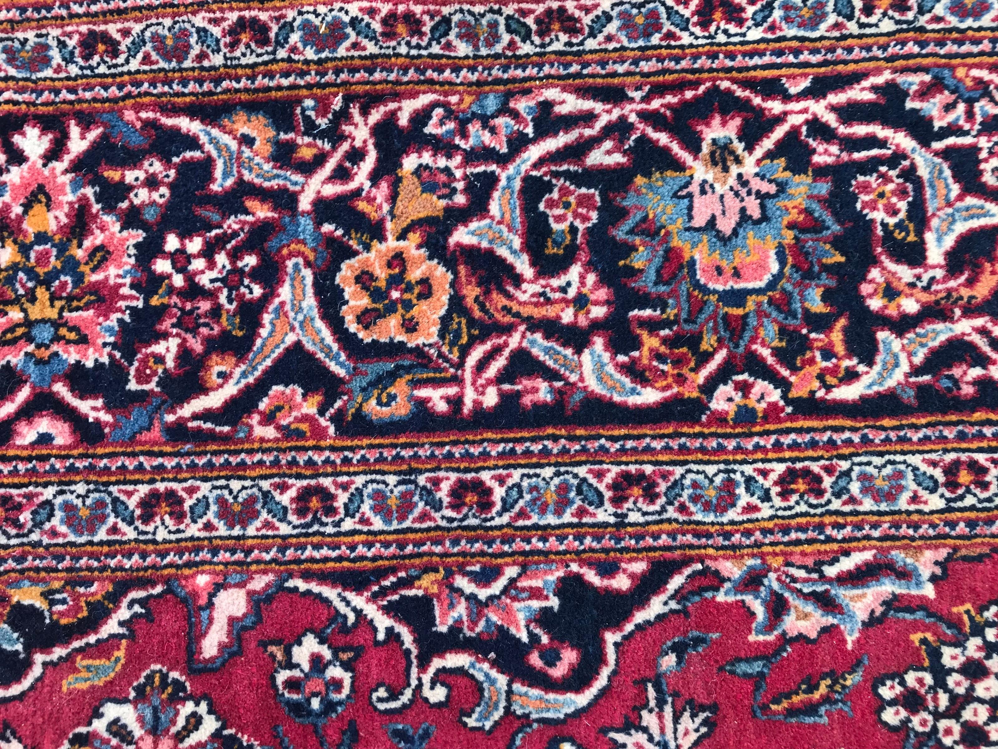 Wool Very Beautiful Vintage Kashan Rug