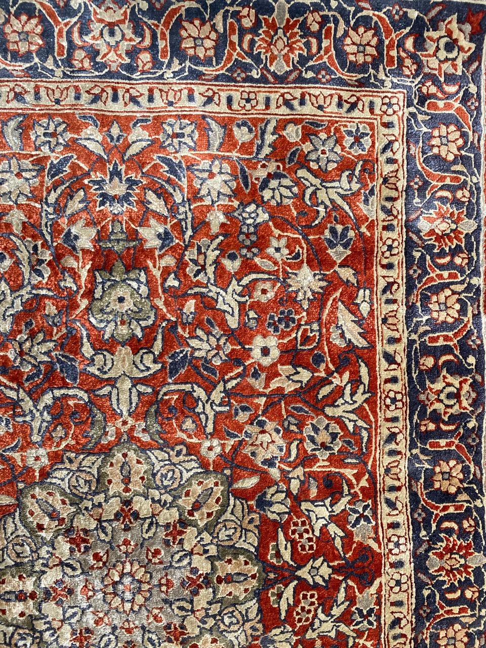 Chinese Bobyrug’s Very Beautiful Vintage Sino Persian Fine Silk Rug For Sale