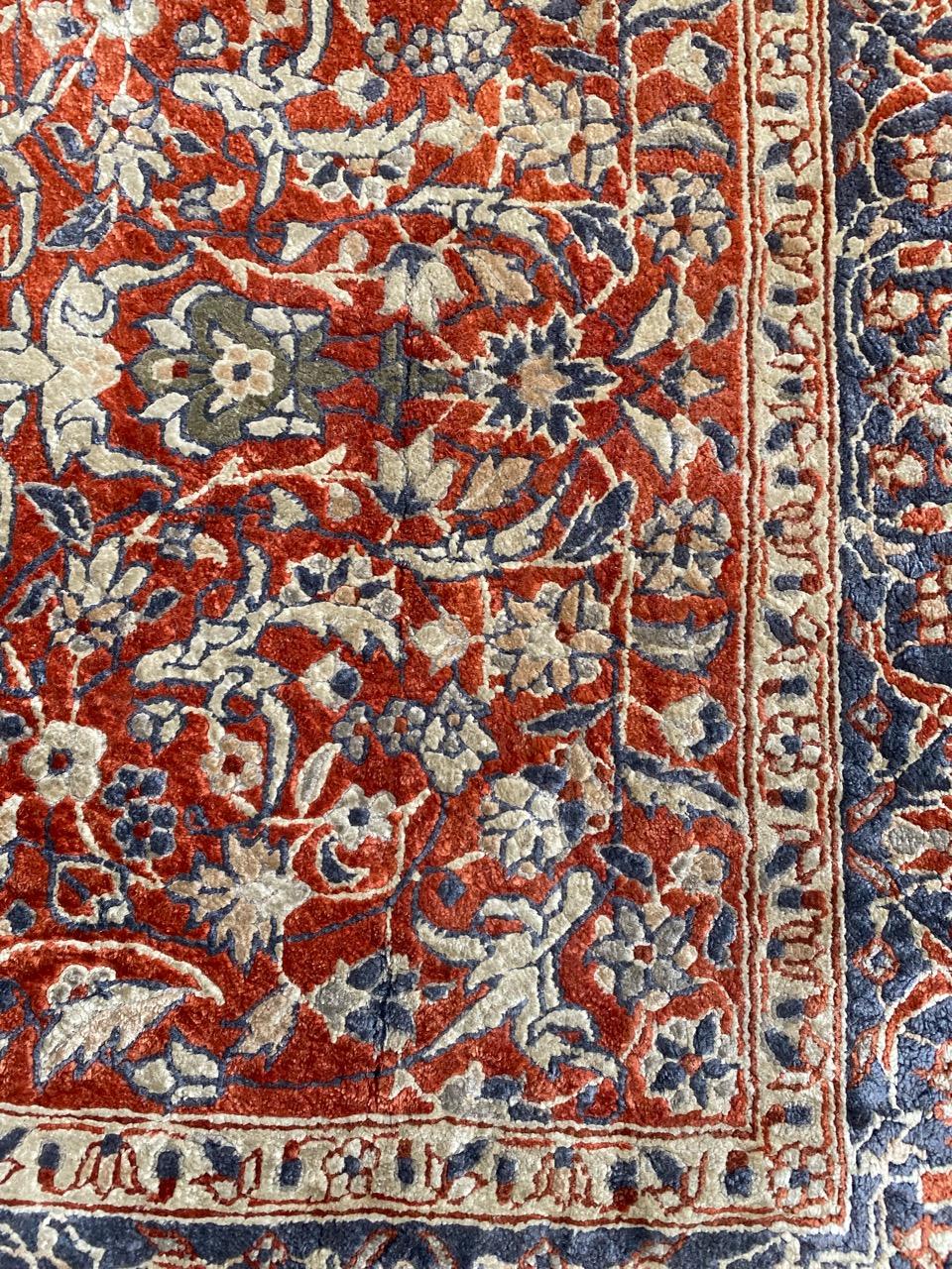 Bobyrug’s Very Beautiful Vintage Sino Persian Fine Silk Rug For Sale 2