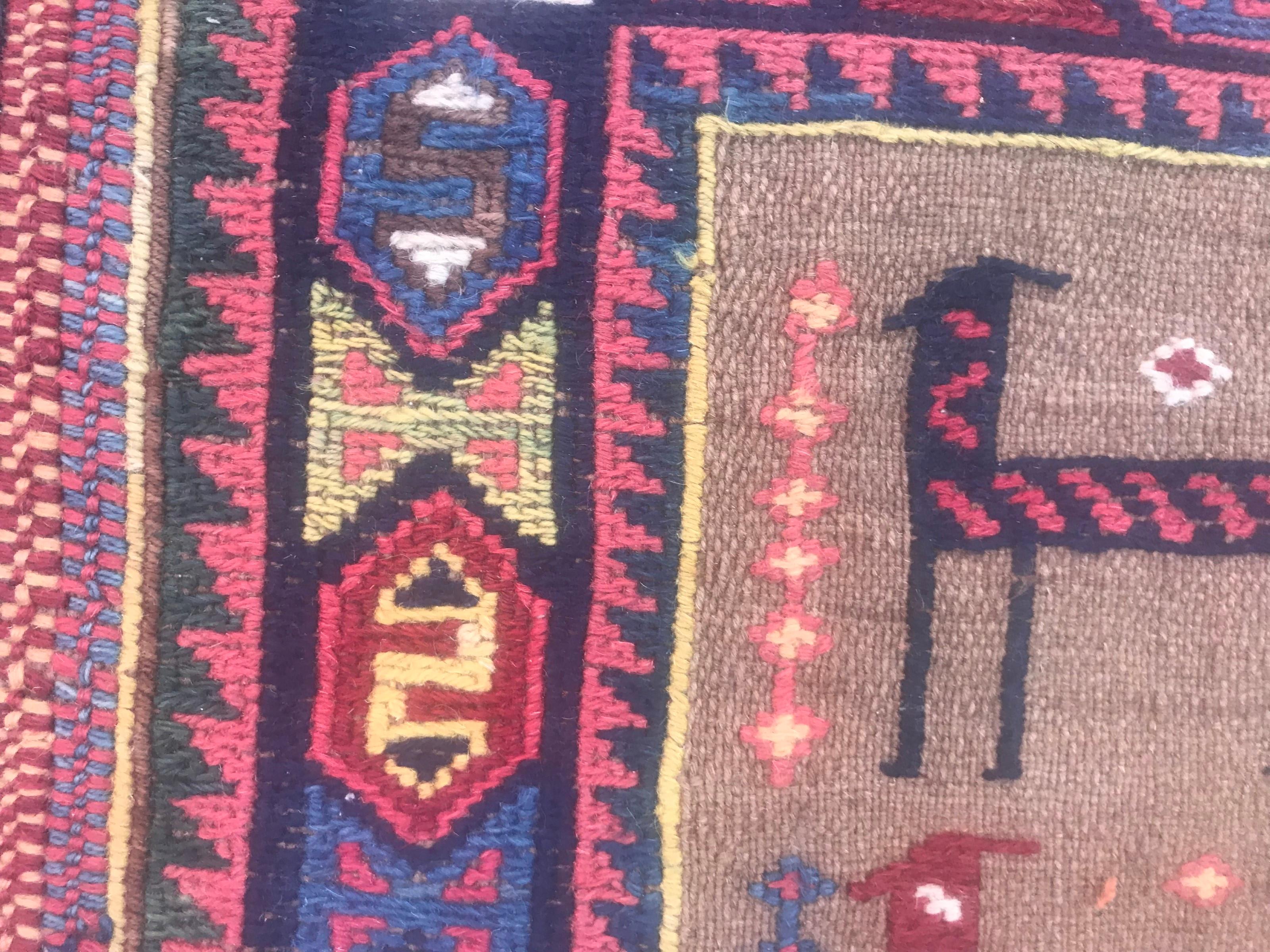 Very Beautiful Vintage Tribal Soumak Shahsavand Kilim In Good Condition For Sale In Saint Ouen, FR