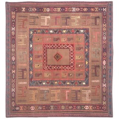 Very Beautiful Vintage Tribal Soumak Shahsavand Kilim