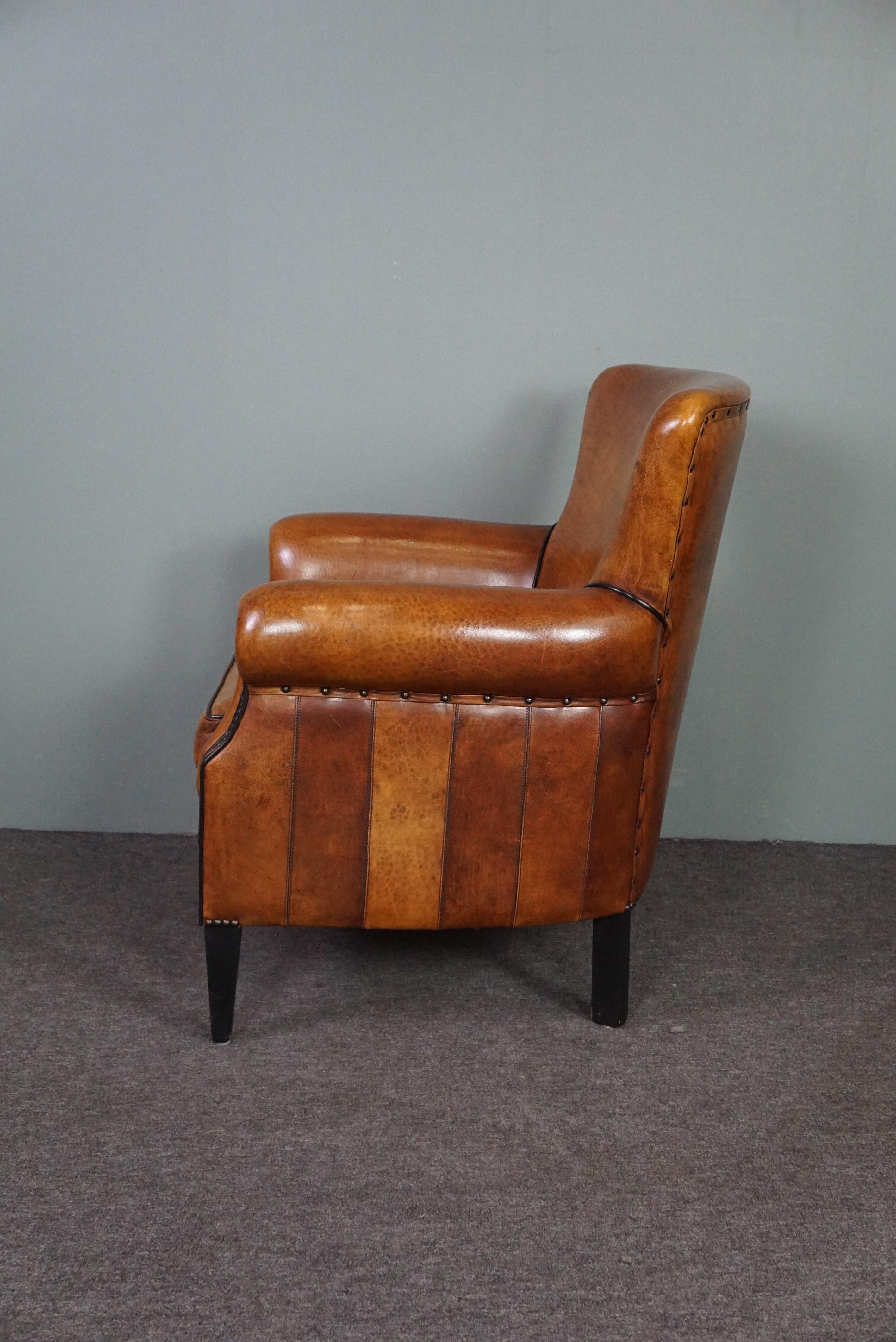 Hand-Crafted Very beautifully colored sheep leather armchair, Lounge Atelier For Sale