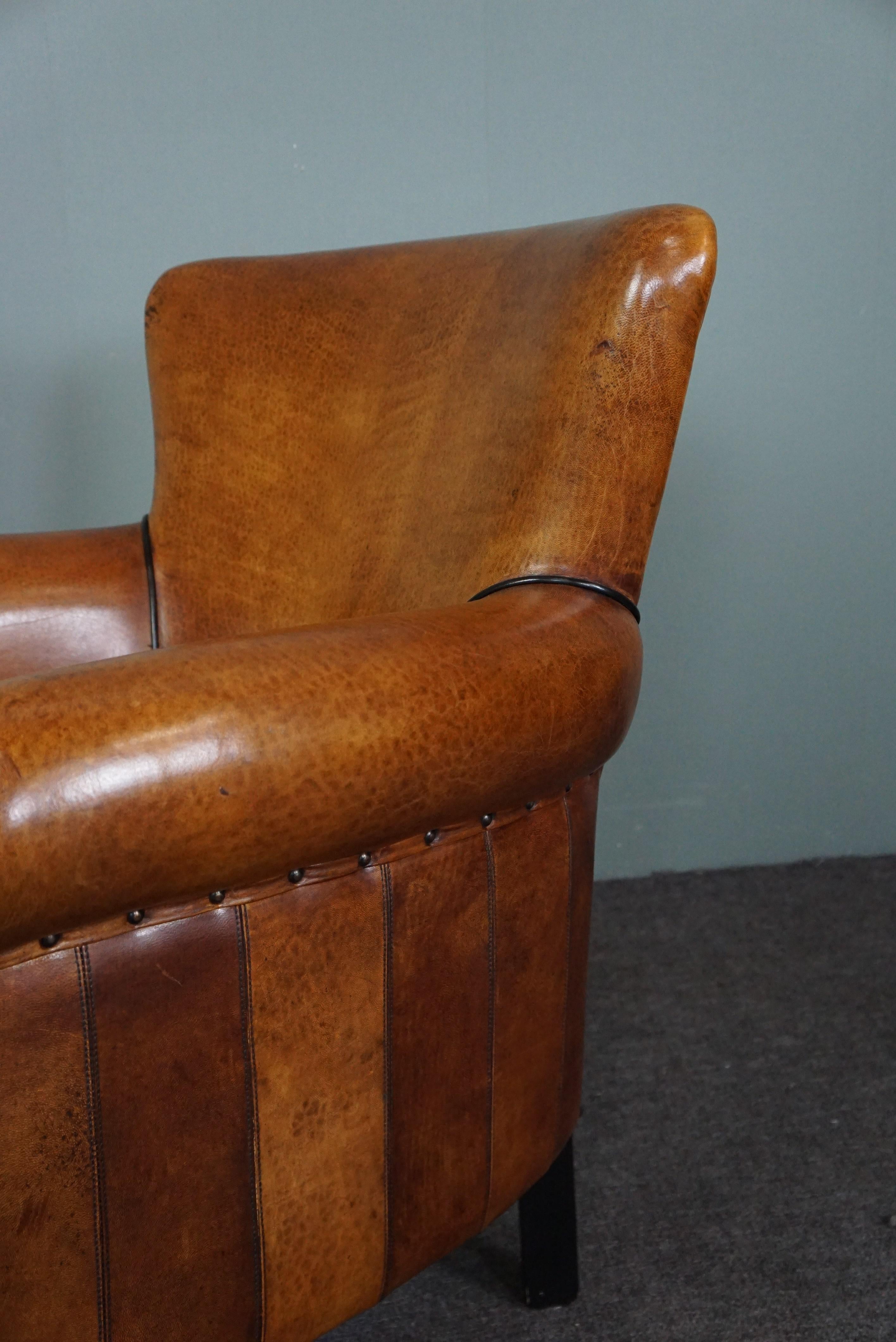 Leather Very beautifully colored sheep leather armchair, Lounge Atelier For Sale