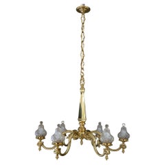 Very Big Art Deco chandelier with original cut glass shades vienna around 1920s