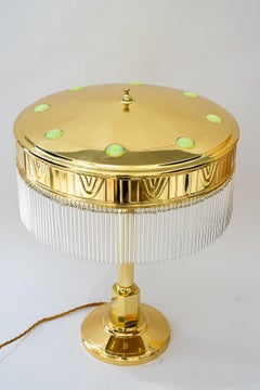 Very big art deco table lamp with opaline glass and glass sticks vienna 1920s