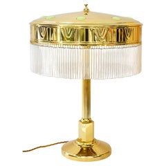 Antique Very big art deco table lamp with opaline glass and glass sticks vienna 1920s