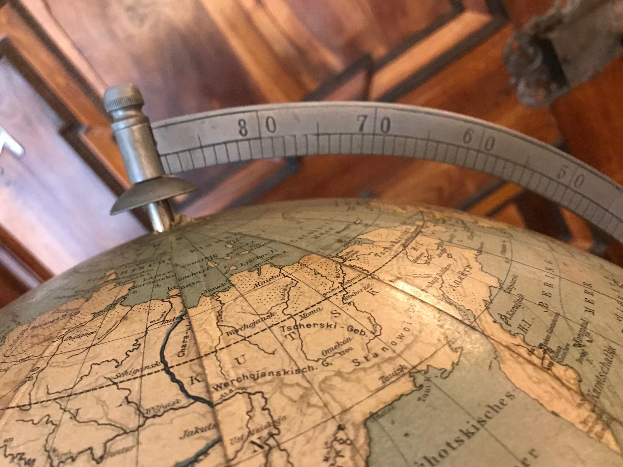 Mid-20th Century Very Tall Globe on High Foodstand, circa 1940 For Sale