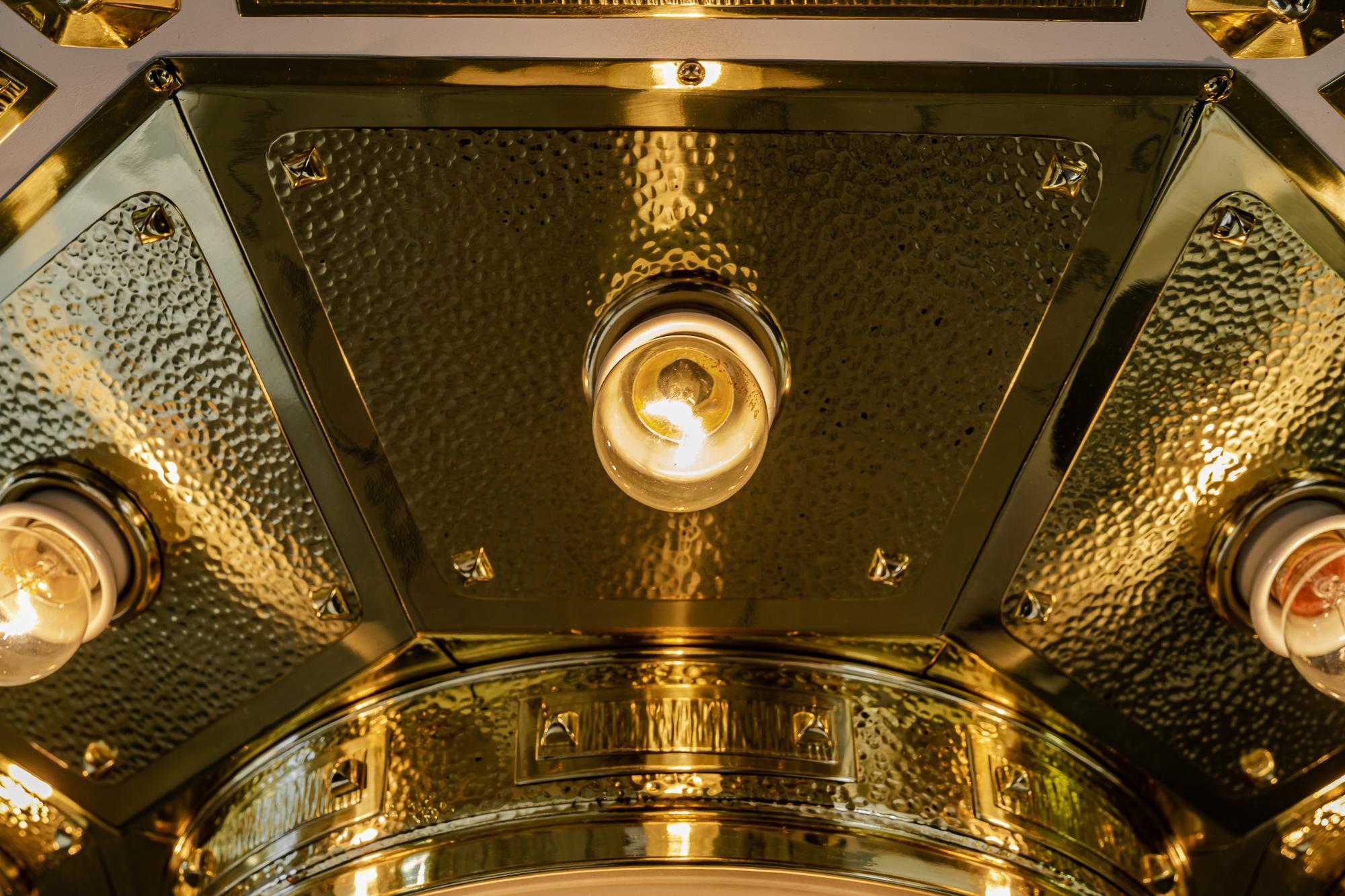 Very Big Octagon Art Deco Ceiling Lamp Vienna Around 1920s For Sale 11