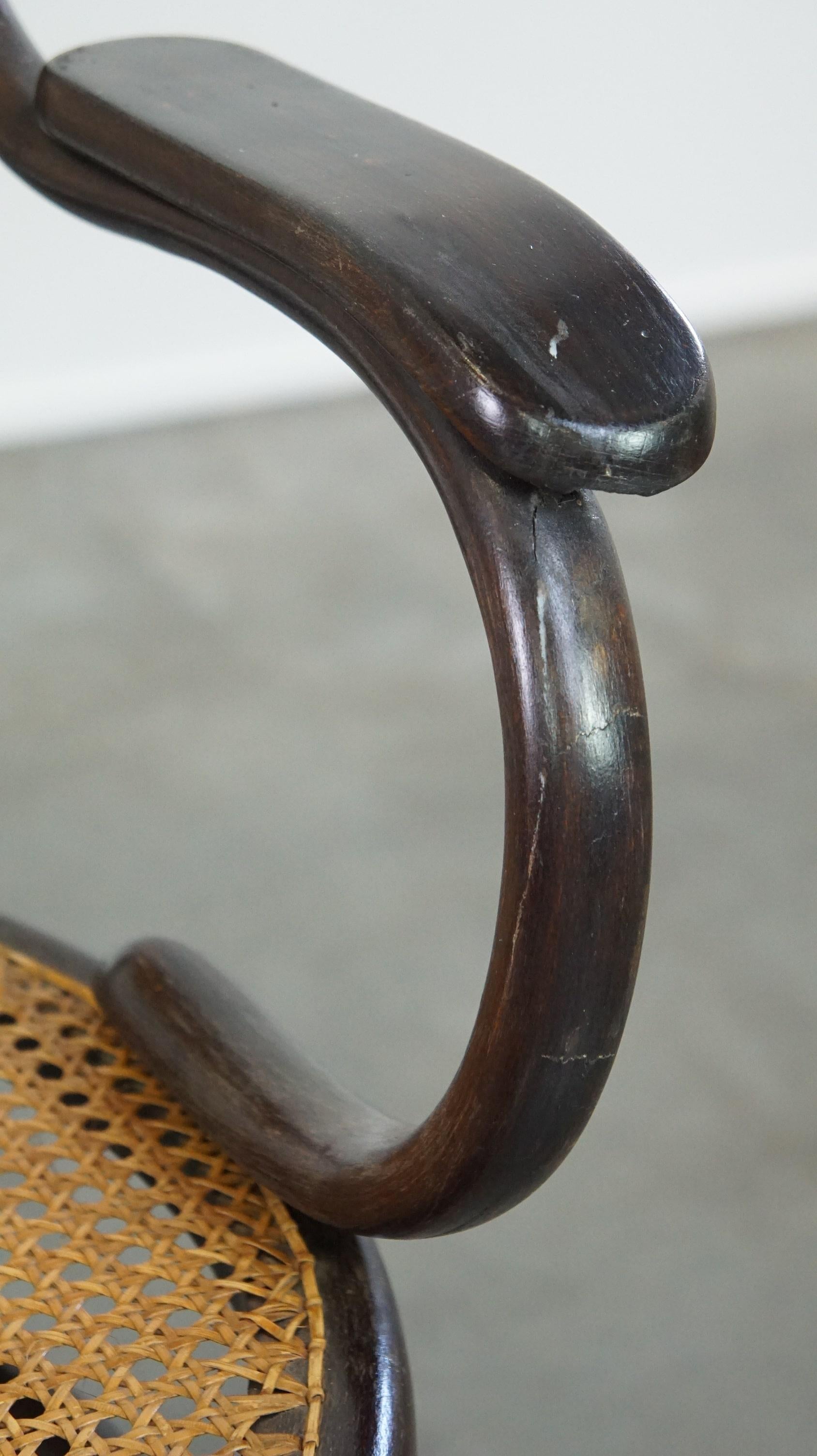Very charming, elegant, vintage bentwood design bistro chair with armrests For Sale 8
