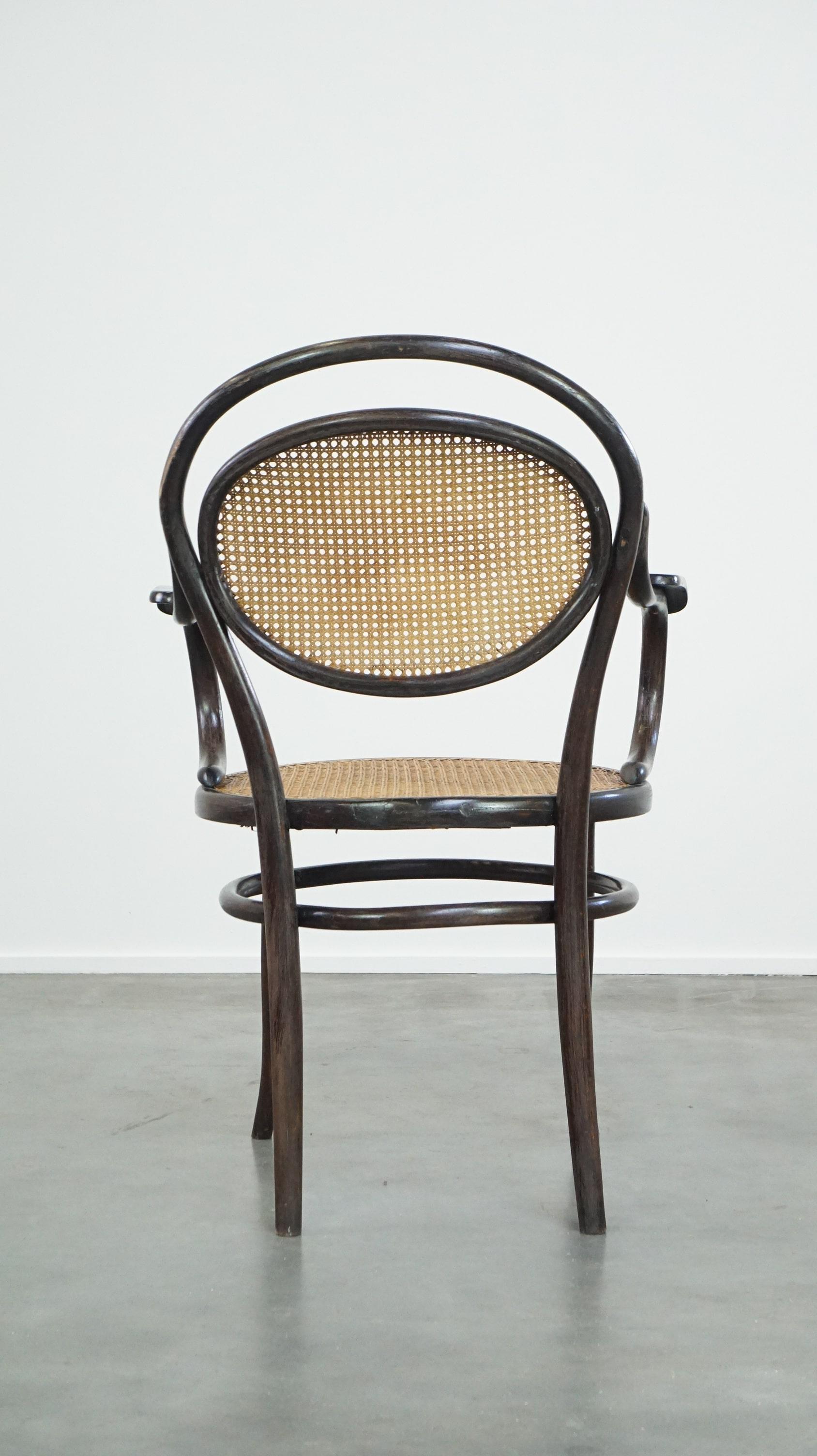 Very charming, elegant, vintage bentwood design bistro chair with armrests In Fair Condition For Sale In Harderwijk, NL