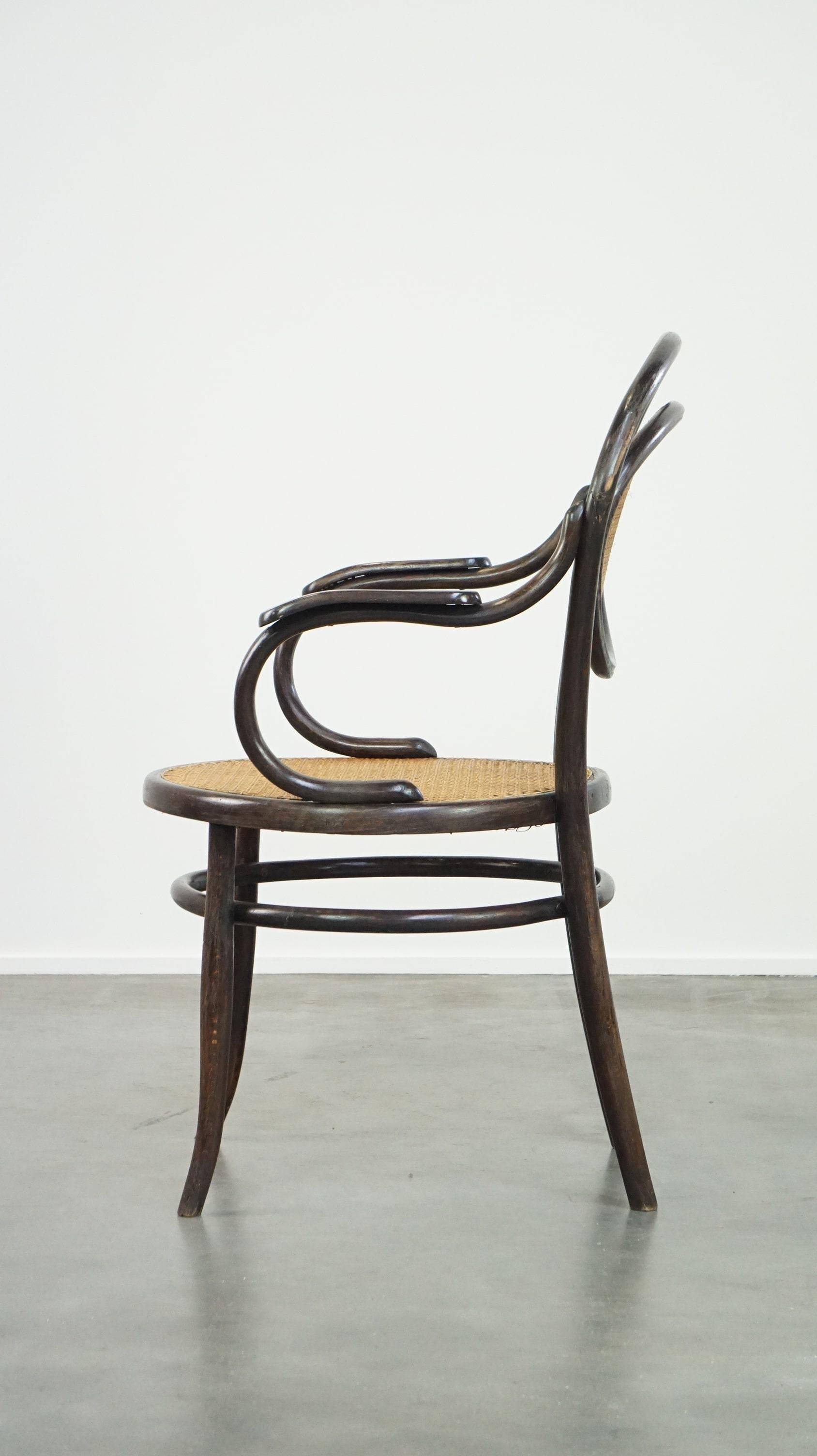 20th Century Very charming, elegant, vintage bentwood design bistro chair with armrests For Sale
