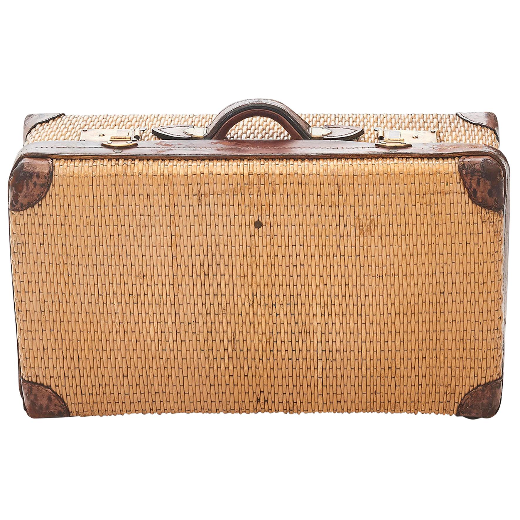 Very Charming Travel Suitcase in Woven Cane