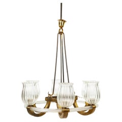 Very chic brass and murano glass chandelier