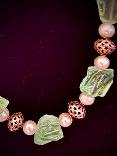 Very chic chunky blue green fluorite necklace.