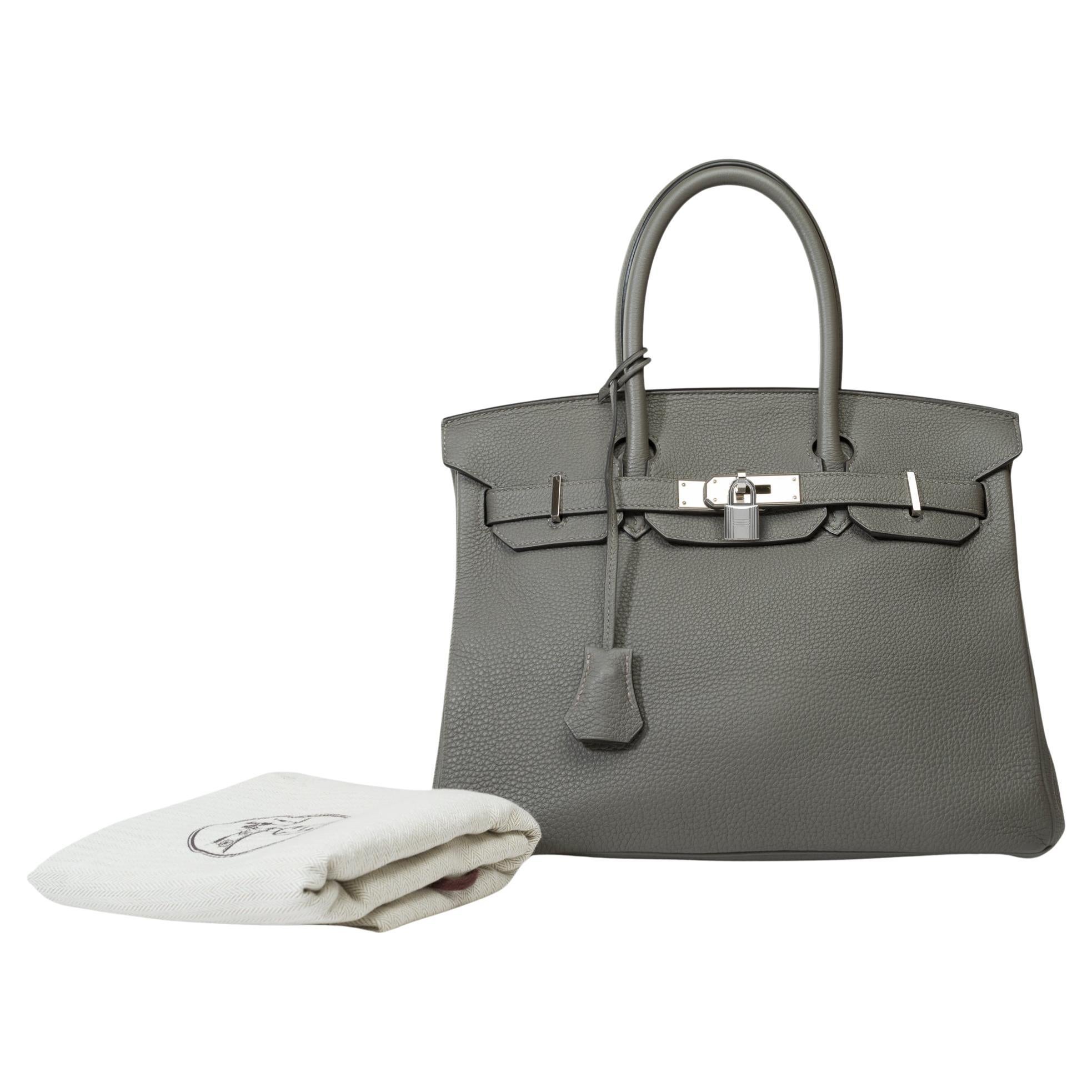 Very Chic Hermes Birkin 30 handbag in Gris Meyer Togo leather, SHW For Sale