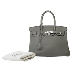 Very Chic Hermes Birkin 30 handbag in Gris Meyer Togo leather, SHW
