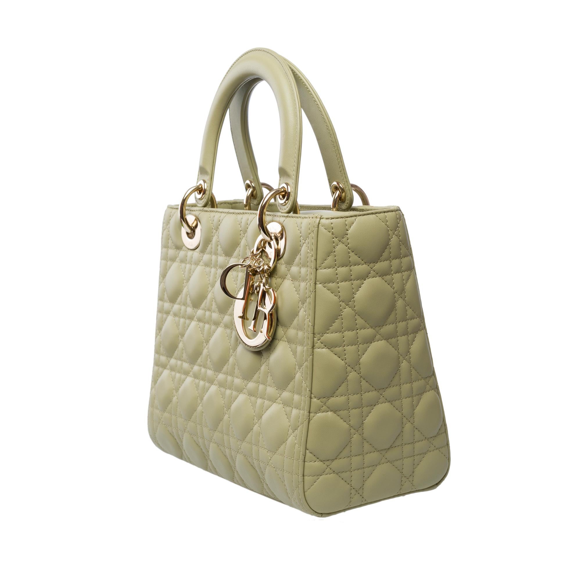 Women's Very Chic Lady Dior Medium (MM) handbag strap in Green cannage leather, GHW