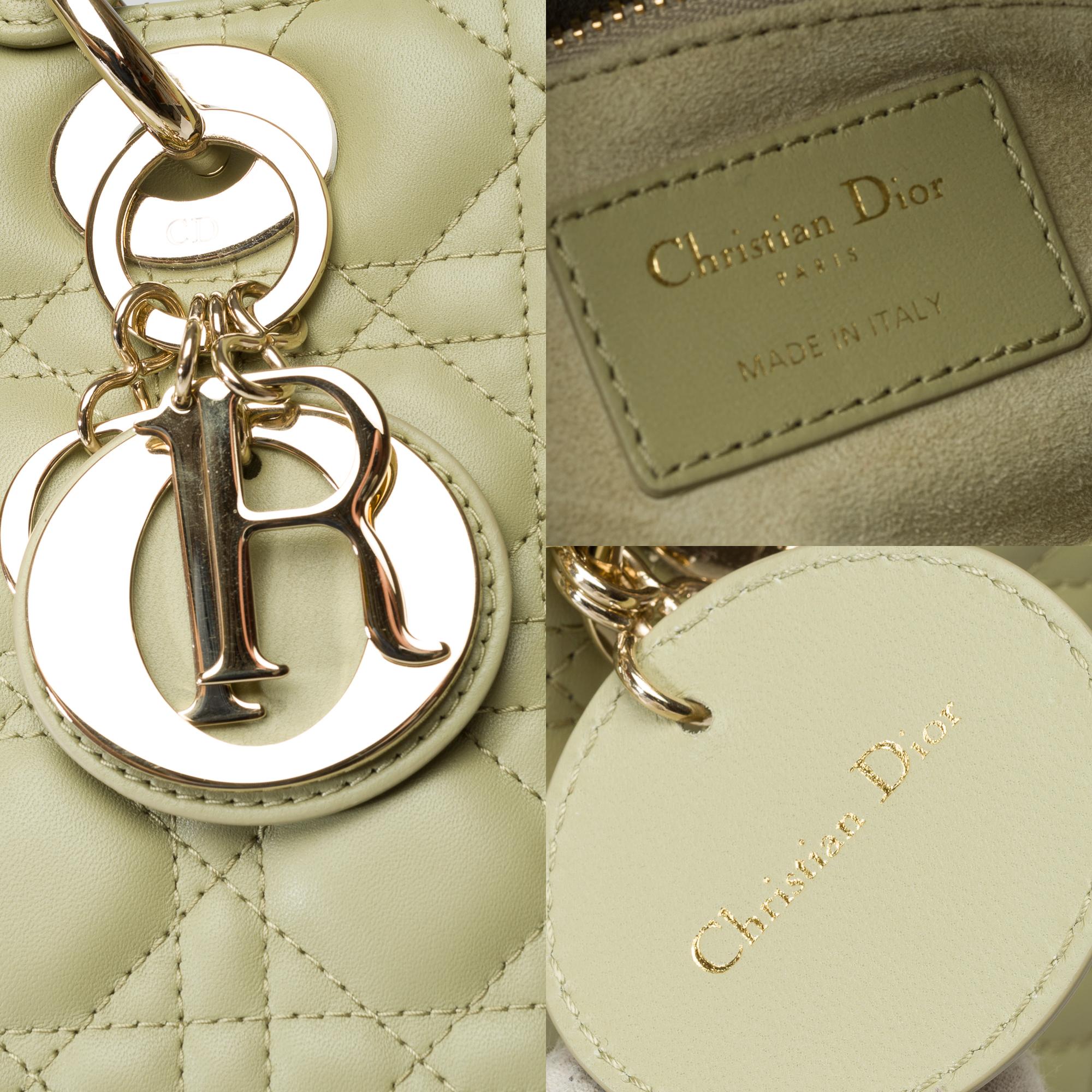 Very Chic Lady Dior Medium (MM) handbag strap in Green cannage leather, GHW 2