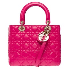 Very Chic Lady Dior Medium (MM) handbag strap in Pink cannage leather, GHW