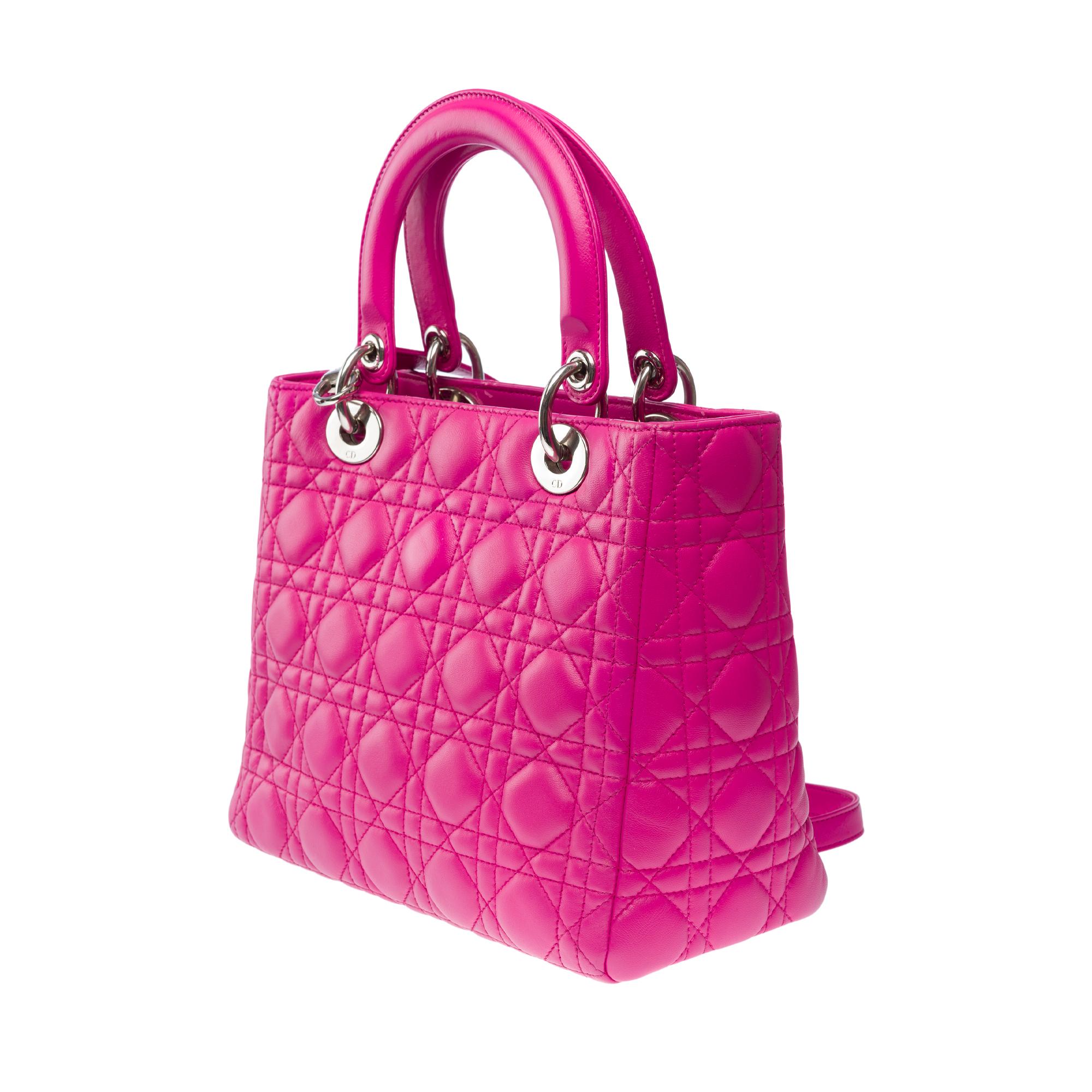 Very Chic Lady Dior Medium (MM) handbag strap in Pink cannage leather, PHW 1