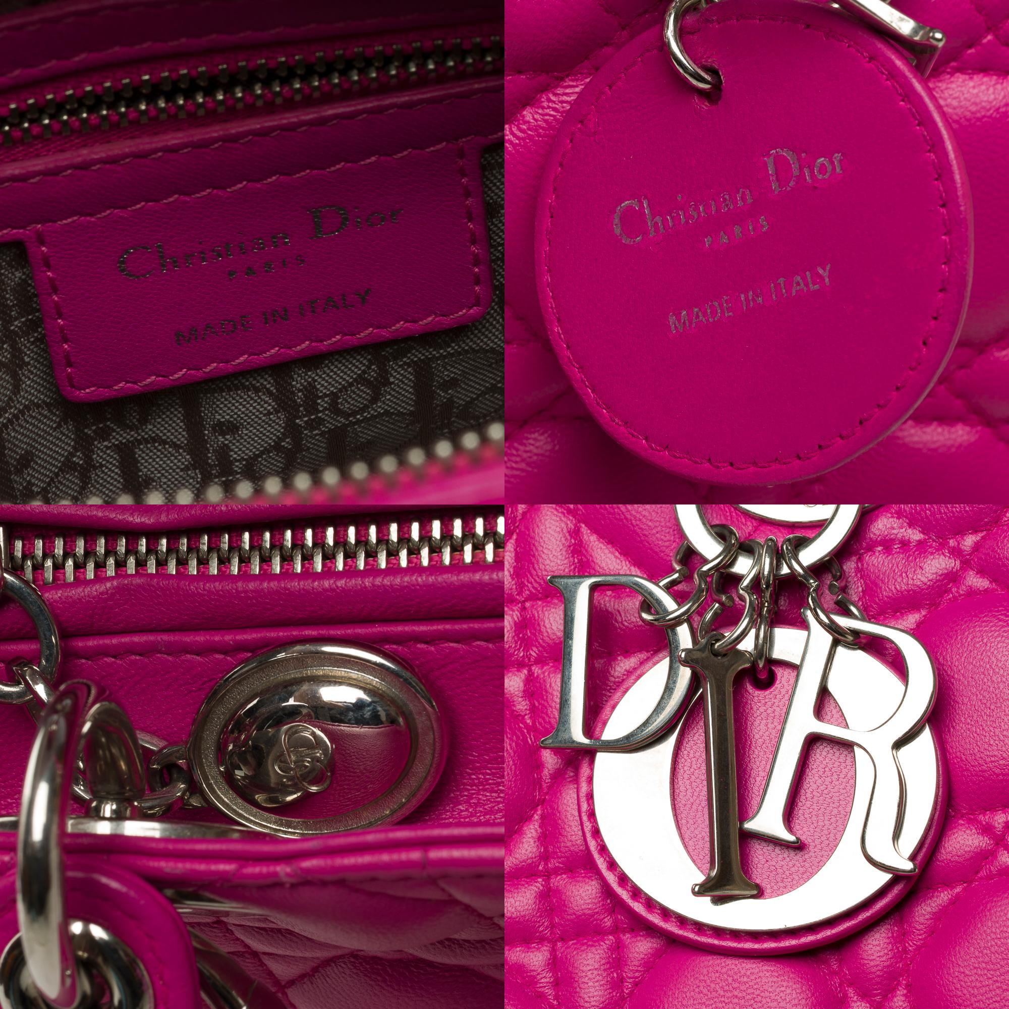 Very Chic Lady Dior Medium (MM) handbag strap in Pink cannage leather, PHW 2