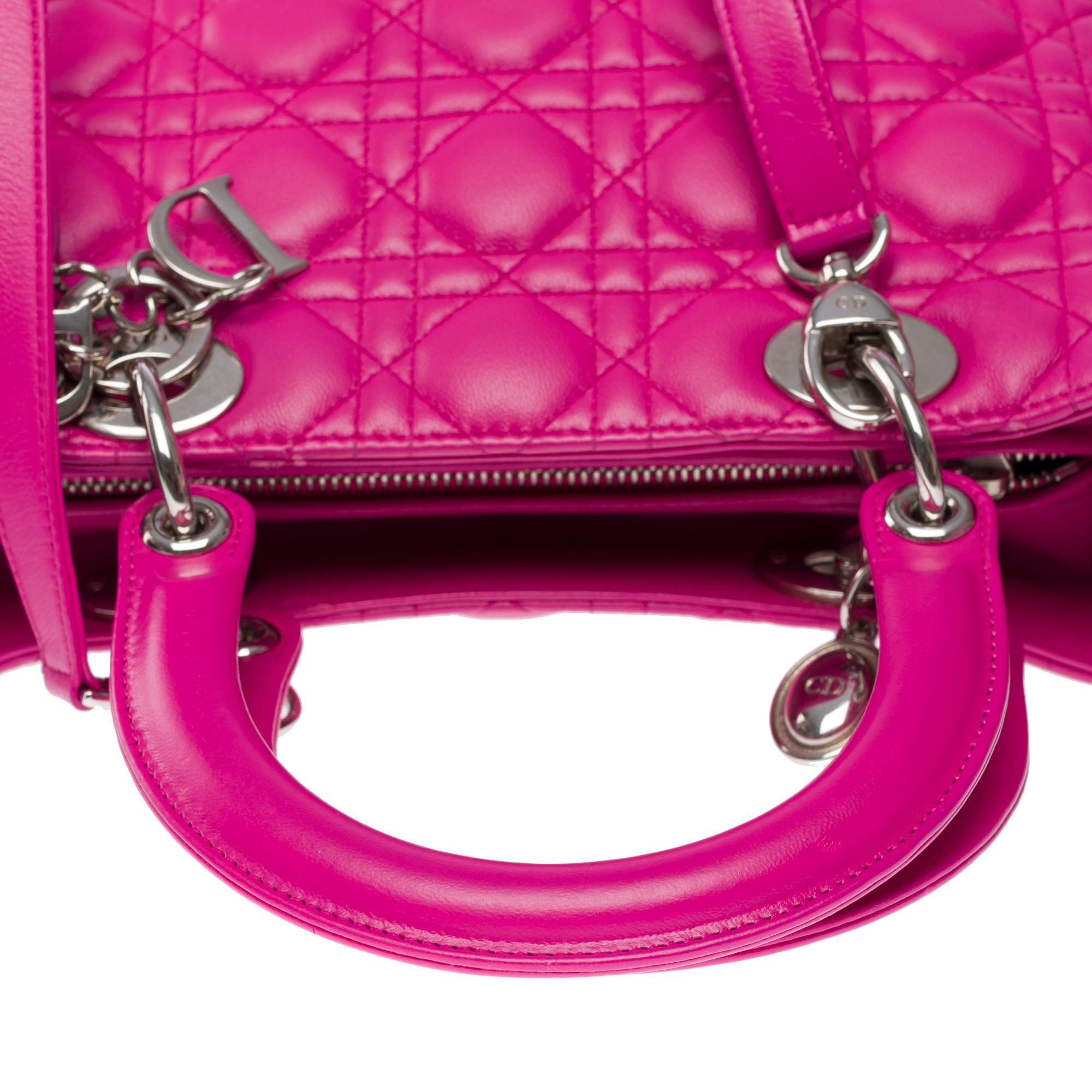 Very Chic Lady Dior Medium (MM) handbag strap in Pink cannage leather, PHW 5