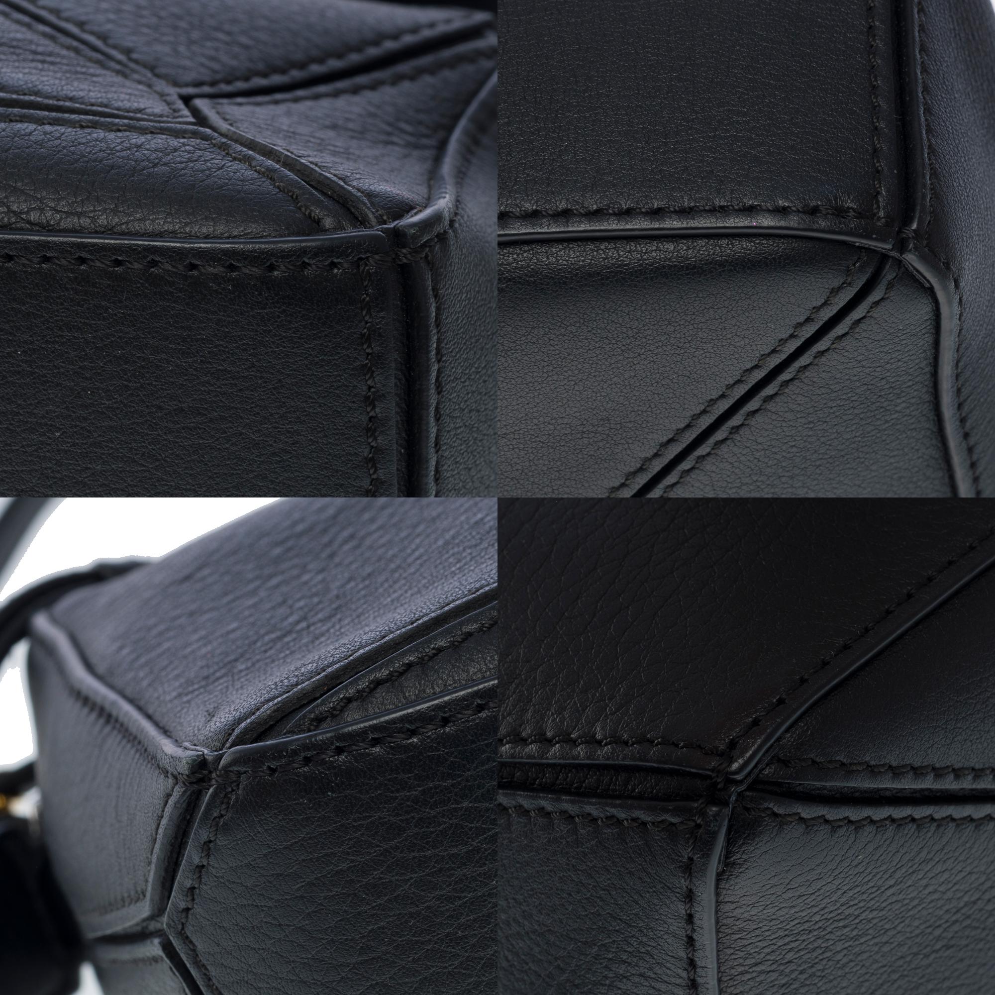 Very Chic Loewe Puzzle Mini 2 WAY handbag in black leather, SHW 6