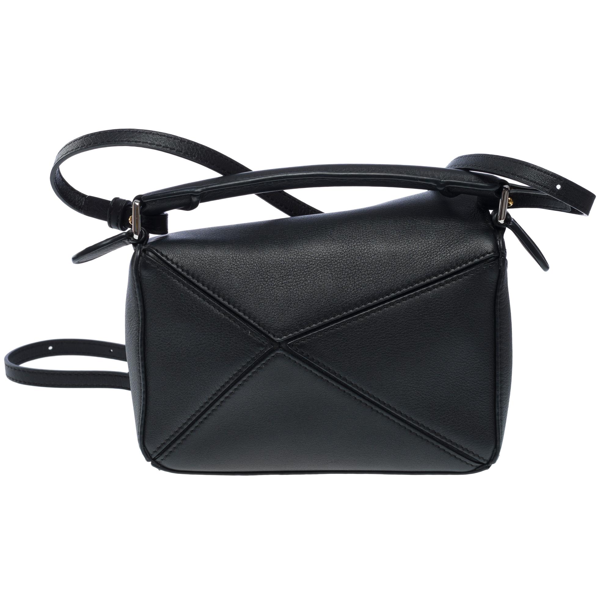 Very Chic Loewe Puzzle Mini 2 WAY handbag in black leather, SHW In Excellent Condition In Paris, IDF