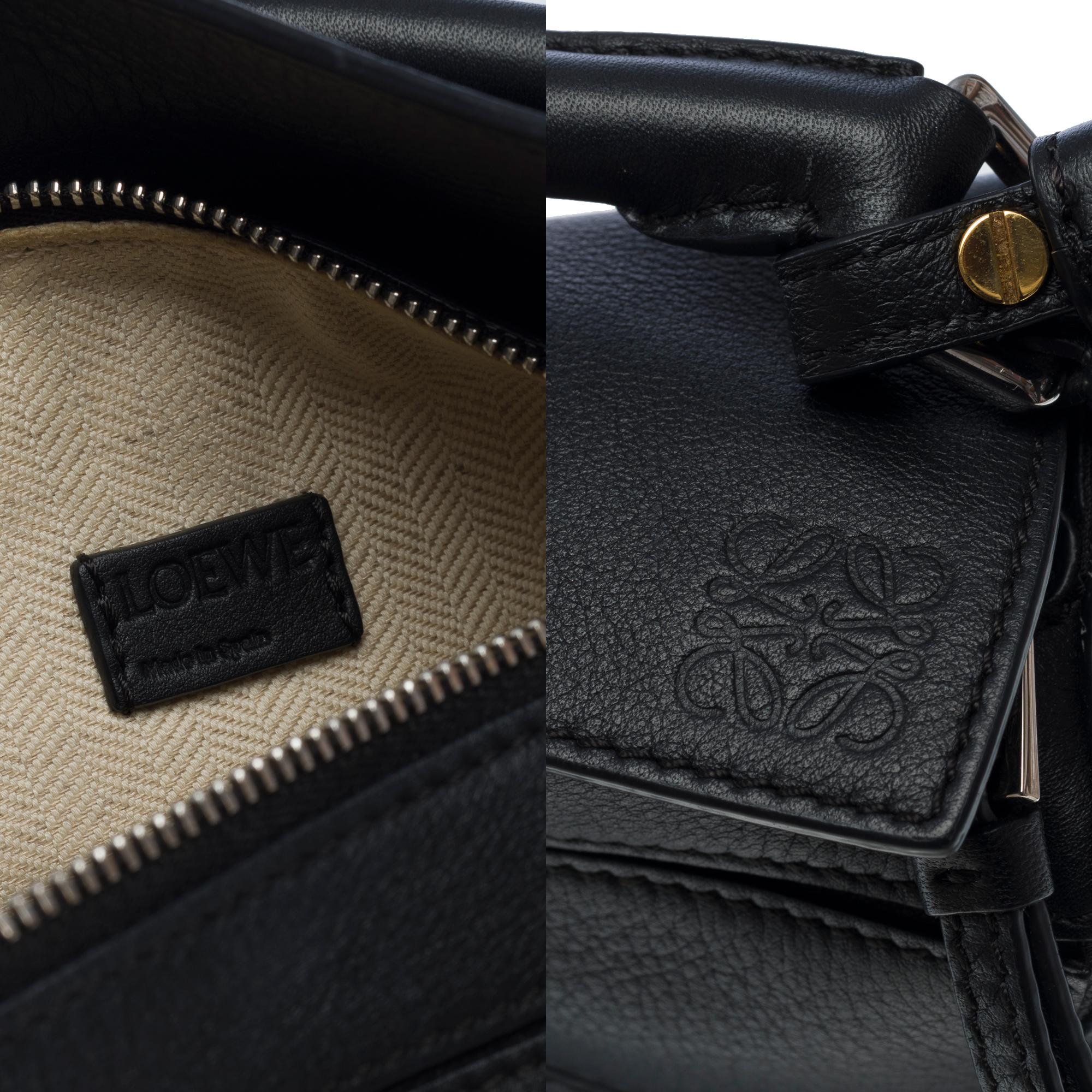 Very Chic Loewe Puzzle Mini 2 WAY handbag in black leather, SHW 2