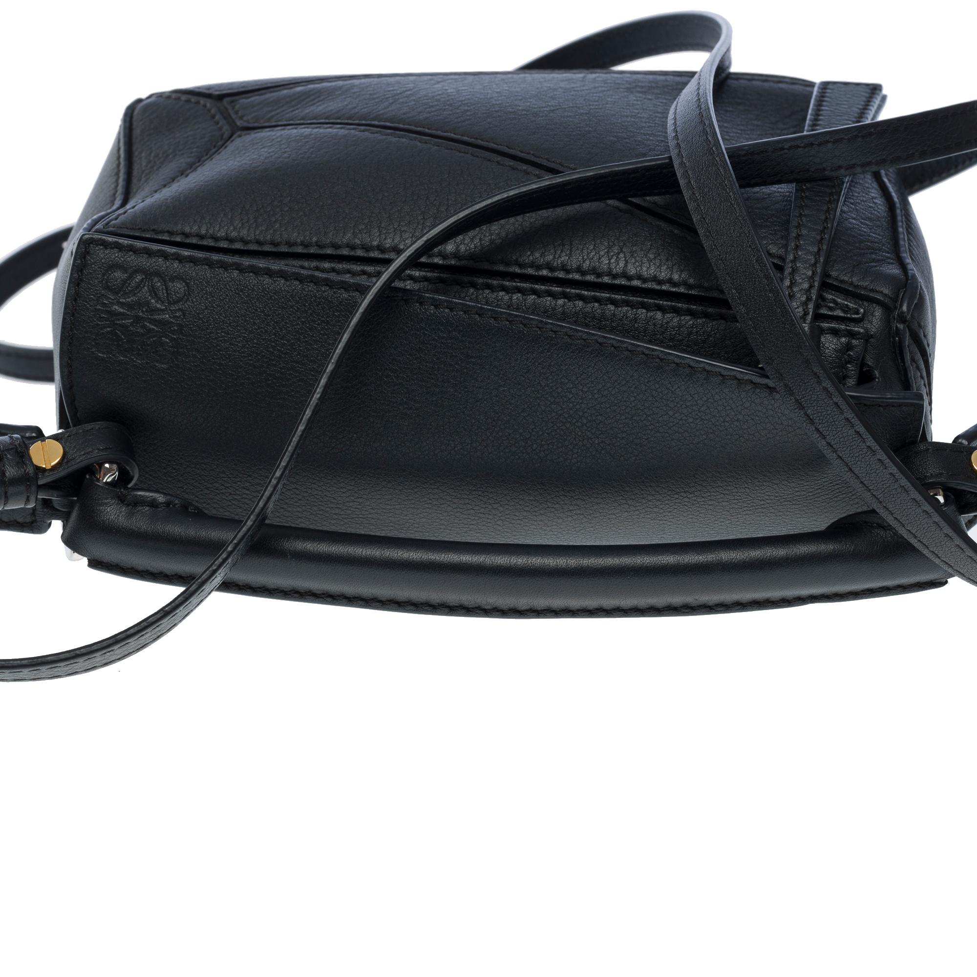 Very Chic Loewe Puzzle Mini 2 WAY handbag in black leather, SHW 4
