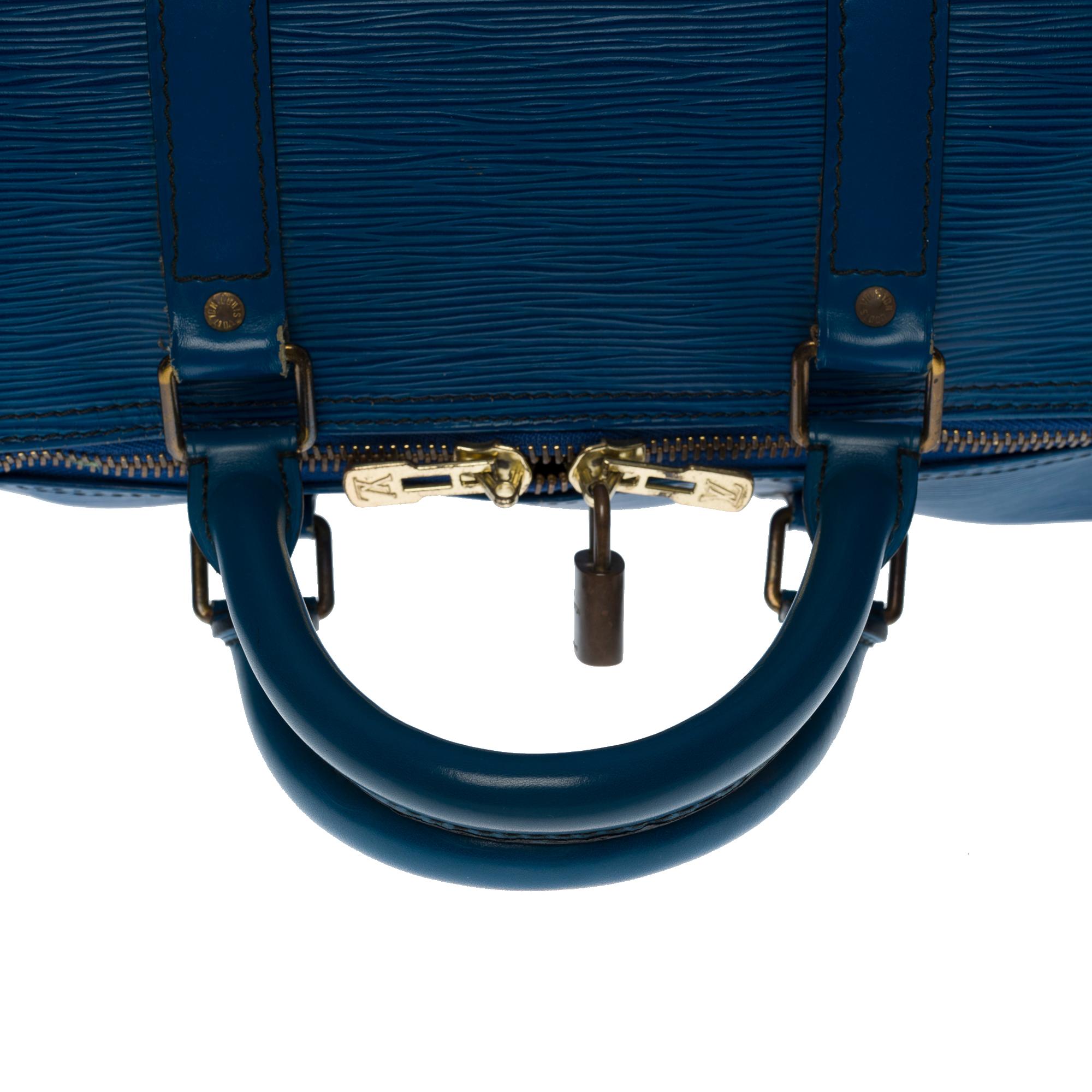 Very Chic Louis Vuitton Keepall 55 Travel bag in Bleu Cobalt epi leather In Good Condition In Paris, IDF