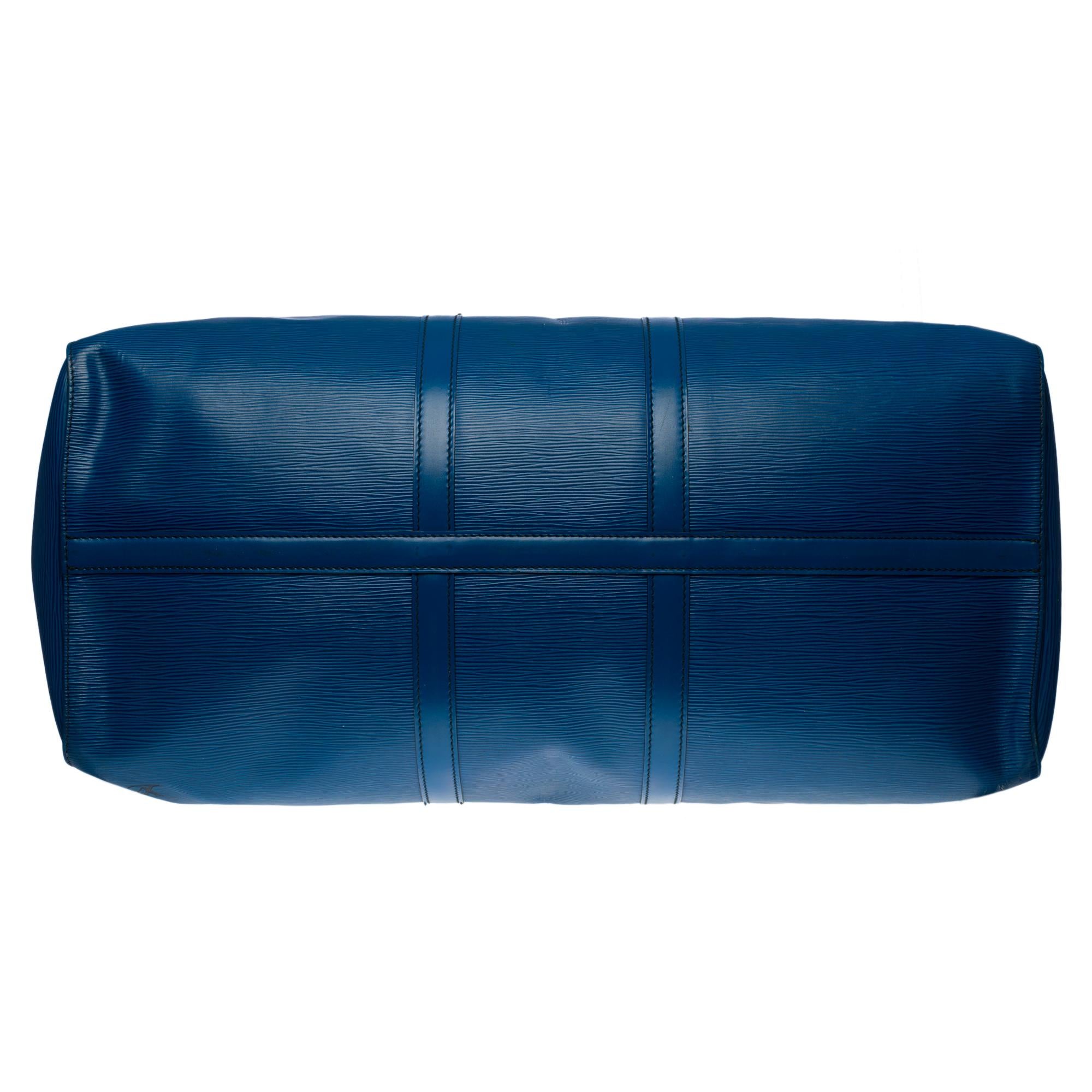 Women's or Men's Very Chic Louis Vuitton Keepall 55 Travel bag in Bleu Cobalt epi leather