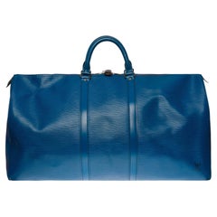Very Chic Louis Vuitton Keepall 55 Travel bag in Bleu Cobalt epi leather