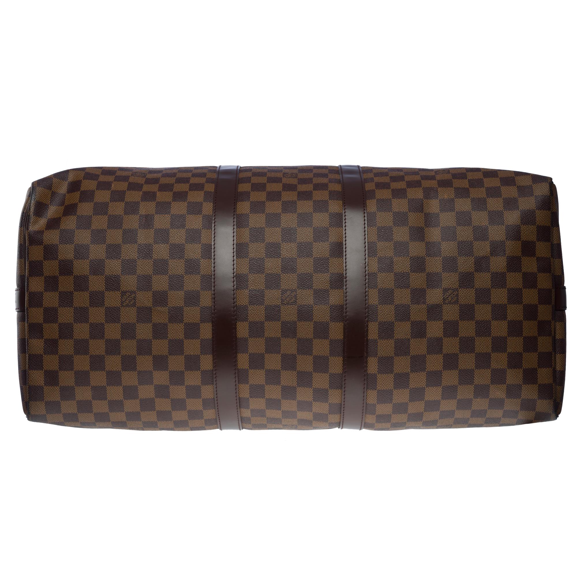 Very Chic Louis Vuitton Keepall 55 Travel bag in brown damier canvas , GHW 3