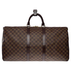 Very Chic Louis Vuitton Keepall 55 Travel bag in brown damier canvas , GHW