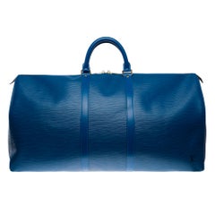 Very Chic Louis Vuitton Keepall 55 Travel bag in Cobalt Blue Epi leather, GHW
