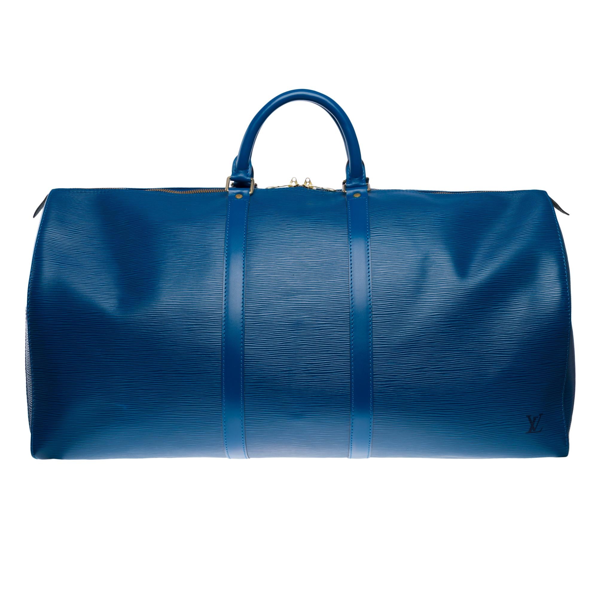 Very Chic Louis Vuitton Keepall 55 Travel bag in Cobalt Blue Epi leather, GHW In Good Condition For Sale In Paris, IDF