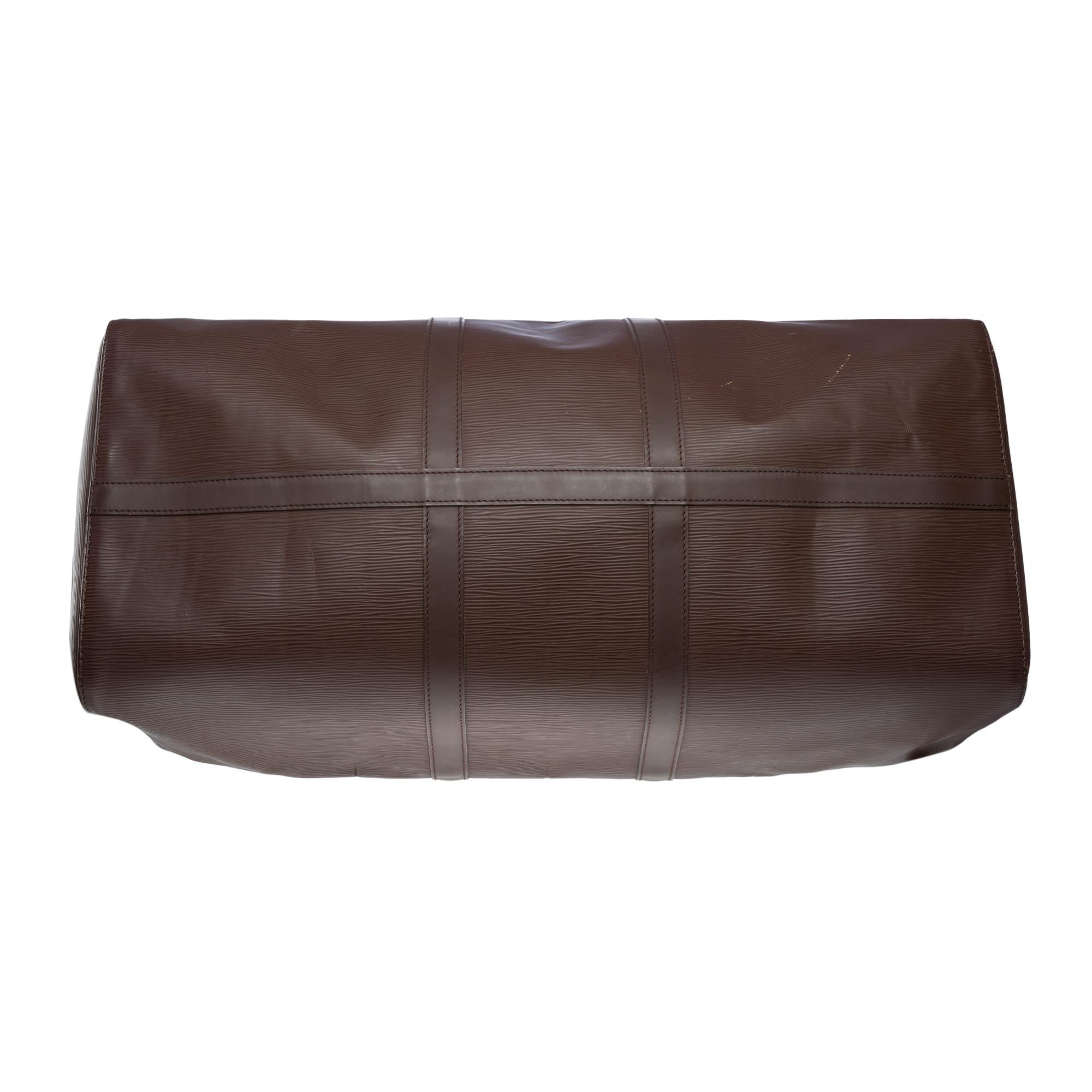 Very Chic Louis Vuitton Keepall 55 Travel bag in Mocha epi leather, BPHW For Sale 5