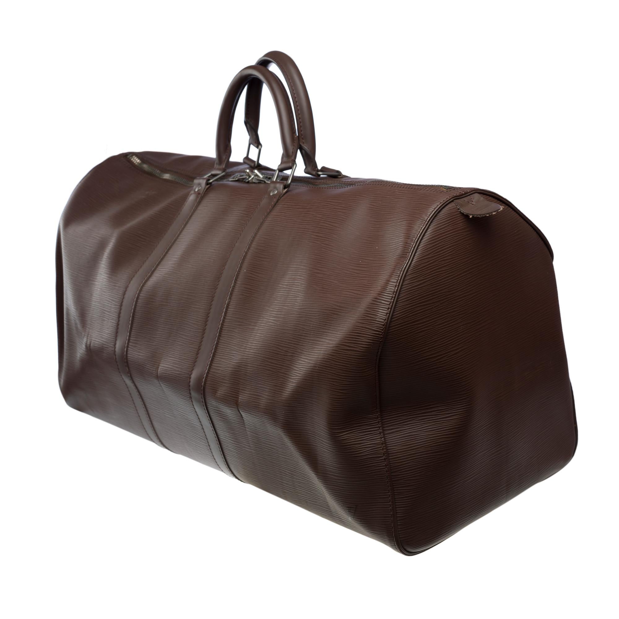 Very Chic Louis Vuitton Keepall 55 Travel bag in Mocha epi leather, BPHW In Good Condition For Sale In Paris, IDF