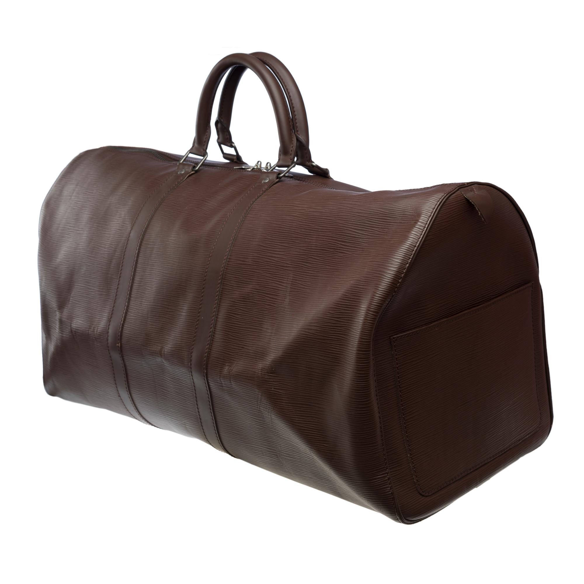 Women's or Men's Very Chic Louis Vuitton Keepall 55 Travel bag in Mocha epi leather, BPHW For Sale