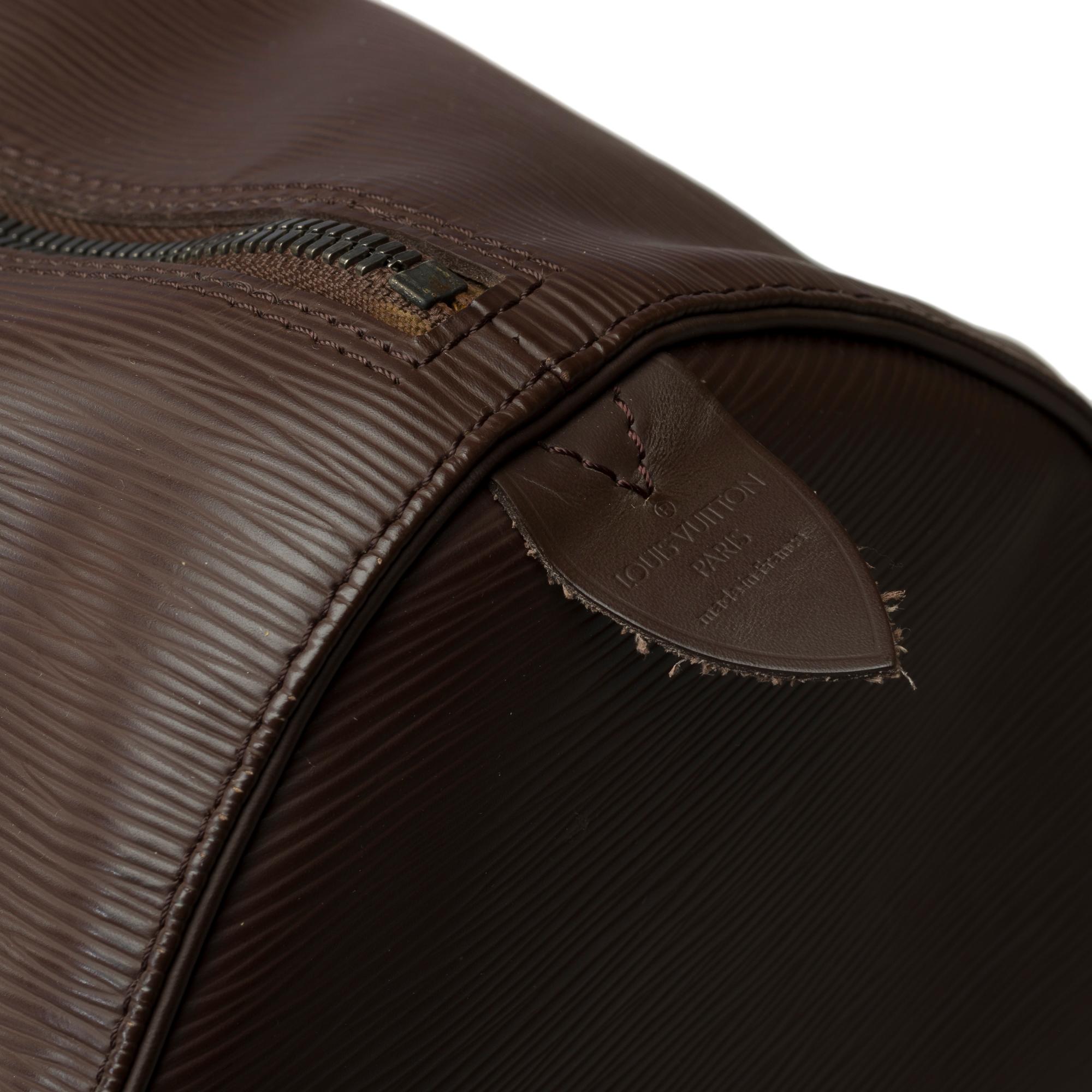 Very Chic Louis Vuitton Keepall 55 Travel bag in Mocha epi leather, BPHW For Sale 1