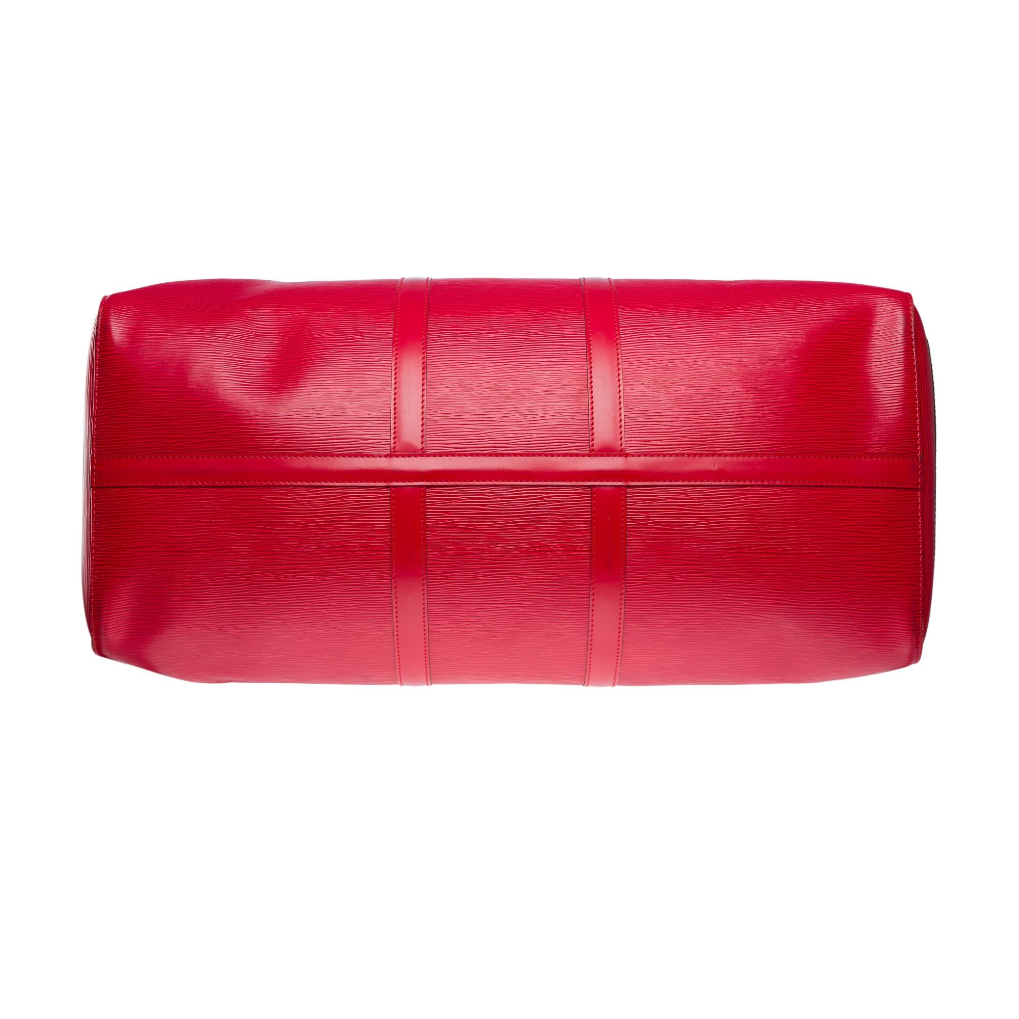 Very Chic Louis Vuitton Keepall 55 Travel bag in Red epi leather, GHW 6